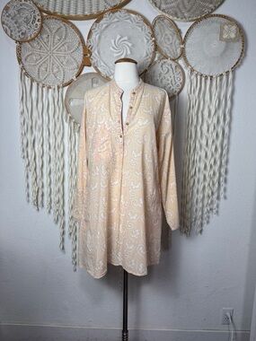 Roberta Roller Rabbit Vintage Inspired Peach Soft Floral Print Tunic Sleep Dress